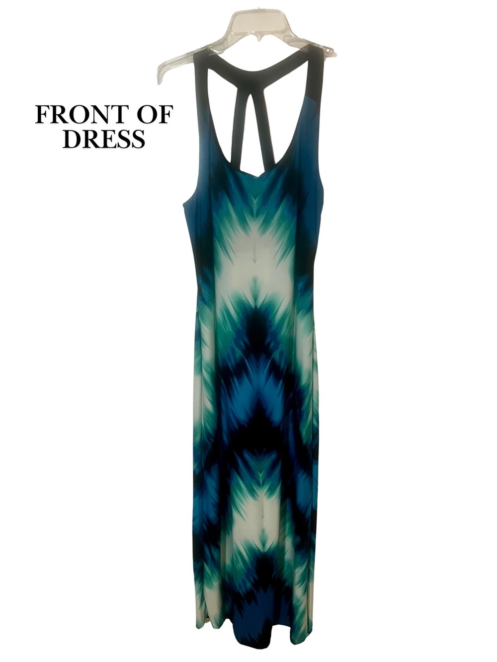 VENUS Blue Teal Tie-Dye Racerback Maxi Dress